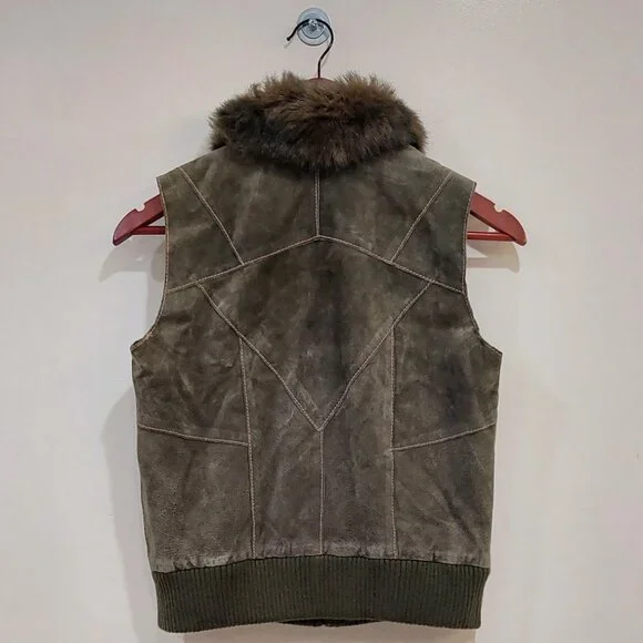 💋BOHO CHIC💋 Stunning Y2K VTG Camo Distressed Genuine Leather Vest - Picture 5 of 16